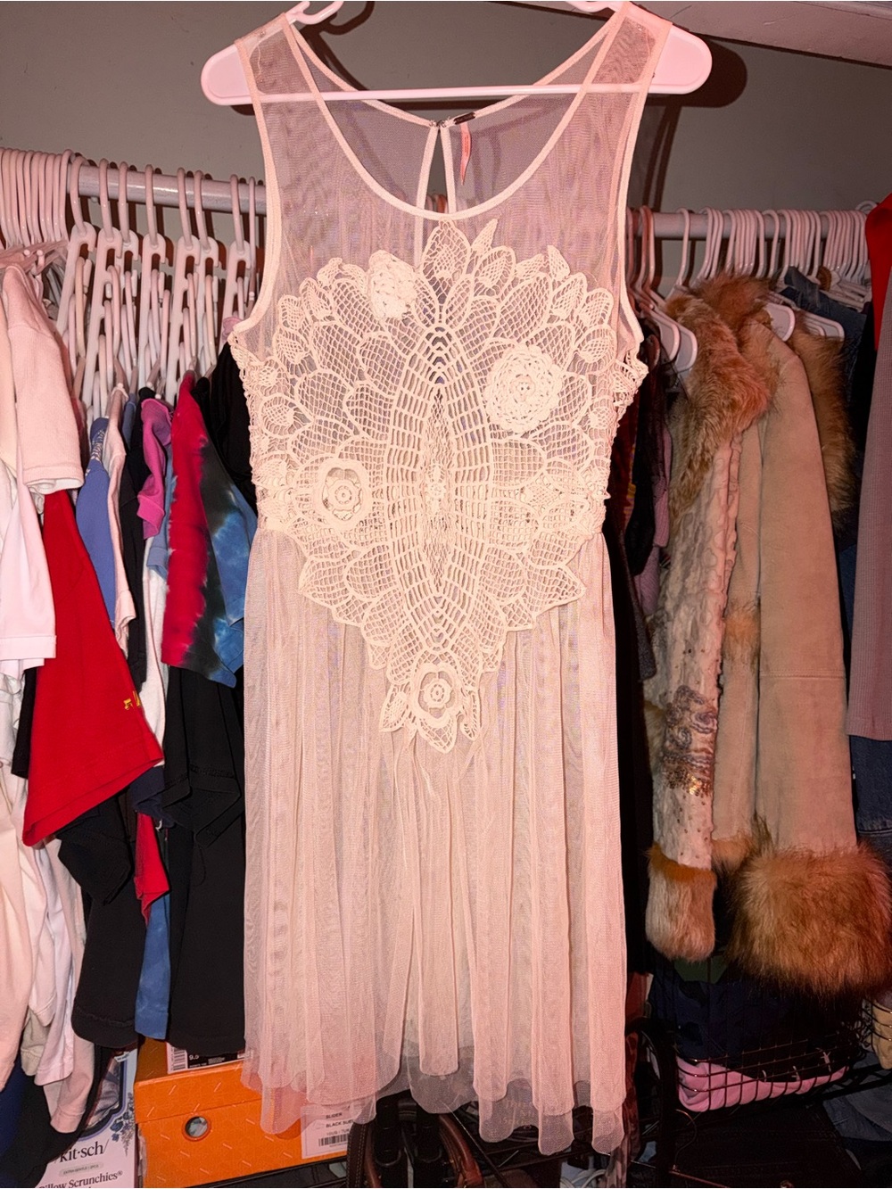 Free People Mesh Crochet Dress/Slip
